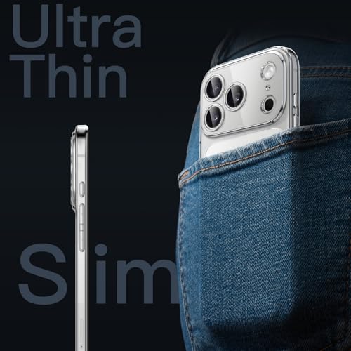 JETech Slim Case for iPhone 17 Pro MAX 6.9 Inch with Full Camera Lens Protection, Ultra Thin Lightweight Clear Minimalist Protective Case (Transparent)