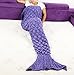 Sun Cling® Mermaid Tail Blanket Crochet for Adult Teens Kids Living Room Bedroom Sofa Super Soft Scales Blankets Sleeping Bags-Purple
