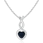Angara Natural Blue Sapphire Pendant for Women | Heart-Shaped Blue Sapphire in 14K Solid Gold/Sterling Silver/Platinum With 18" Chain | September Birthday, Anniversary, Gemstone Jewelry Gift
