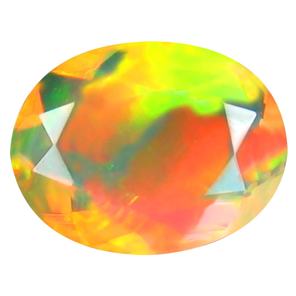 1.24 ct Oval Cut (10 x 8 mm) Un-Heated Transparent Quality Ethiopian Welo Rainbow Opal Natural Loose Gemstone