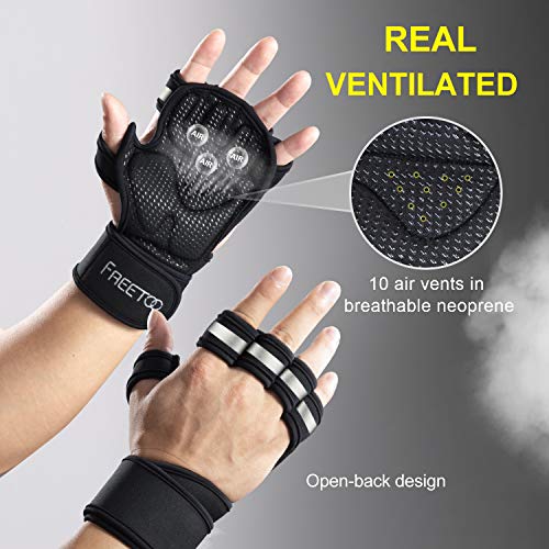 FREETOO-Protective-Weight-Lifting-Gloves-with-016-EVA-Padded-and-Wrist-Wrap-Support-Men-Grip-Silicone-Printed-Hardwearing-Microfiber-Fitness-Gloves-Breathable-Neoprene-Exercise-Gloves-with-Vents