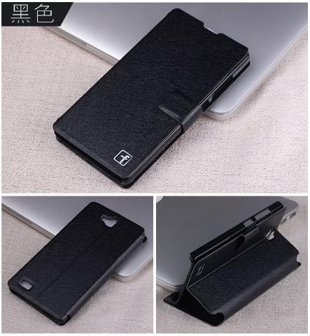 Honor 3c Case Silk Flip Leather Case for Huawei Honor 3c Cover Skin Shell (Black Color)