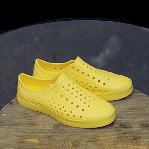 Hometom Unisex Classic Clog, Garden Clogs Mules Shoes Comfort Walking Slippers Beach Sandals Water Footwear (Yellow, US:7.5)