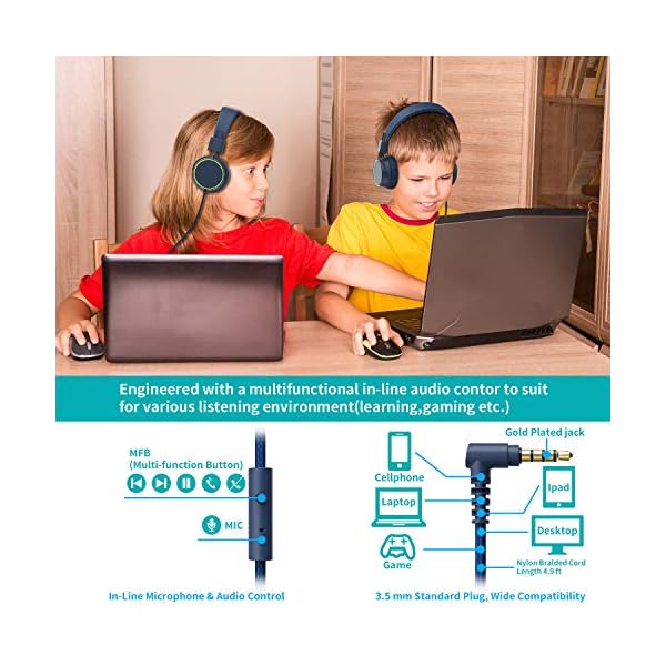 CCHKFEI-Kids-Headphones-Wired-Headphones-for-Kids-Adjustable-Headband-Stereo-Sound-Foldable-85dB-Safe-Volume-Limited-Childrens-Headphones-for-ChildrenTeensBoysGirls CCHKFEI Kids Headphones -Wired Headphones for Kids, Adjustable Headband Stereo Sound Foldable 85dB Safe Volume Limited…