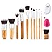 NEW 11 Piece Professional Makeup Brush Set with Premium Synthetic Hair and Natural Bamboo handles for Face, Cheeks and Eyes, plus includes a BONUS Complexion Beauty Sponge Blender!