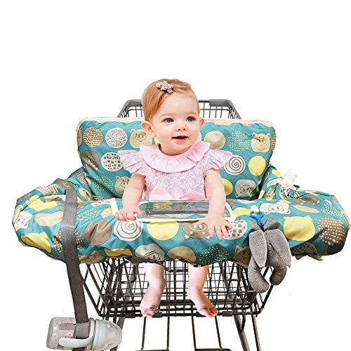 Shopping Cart Covers for Baby, Large High Chair Cover with Cell Phone Holder for Toddler boy Girl, Grocery Cart Cover, Padded(Polka Cute) - Thumbnail 2