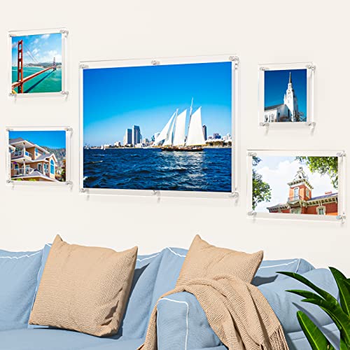 NIUBEE 11x14 Clear Acrylic Wall Mount Floating Frameless Picture Frame