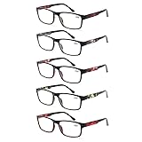 Reading Glasses 5 Pack Spring Hinge Rectangular