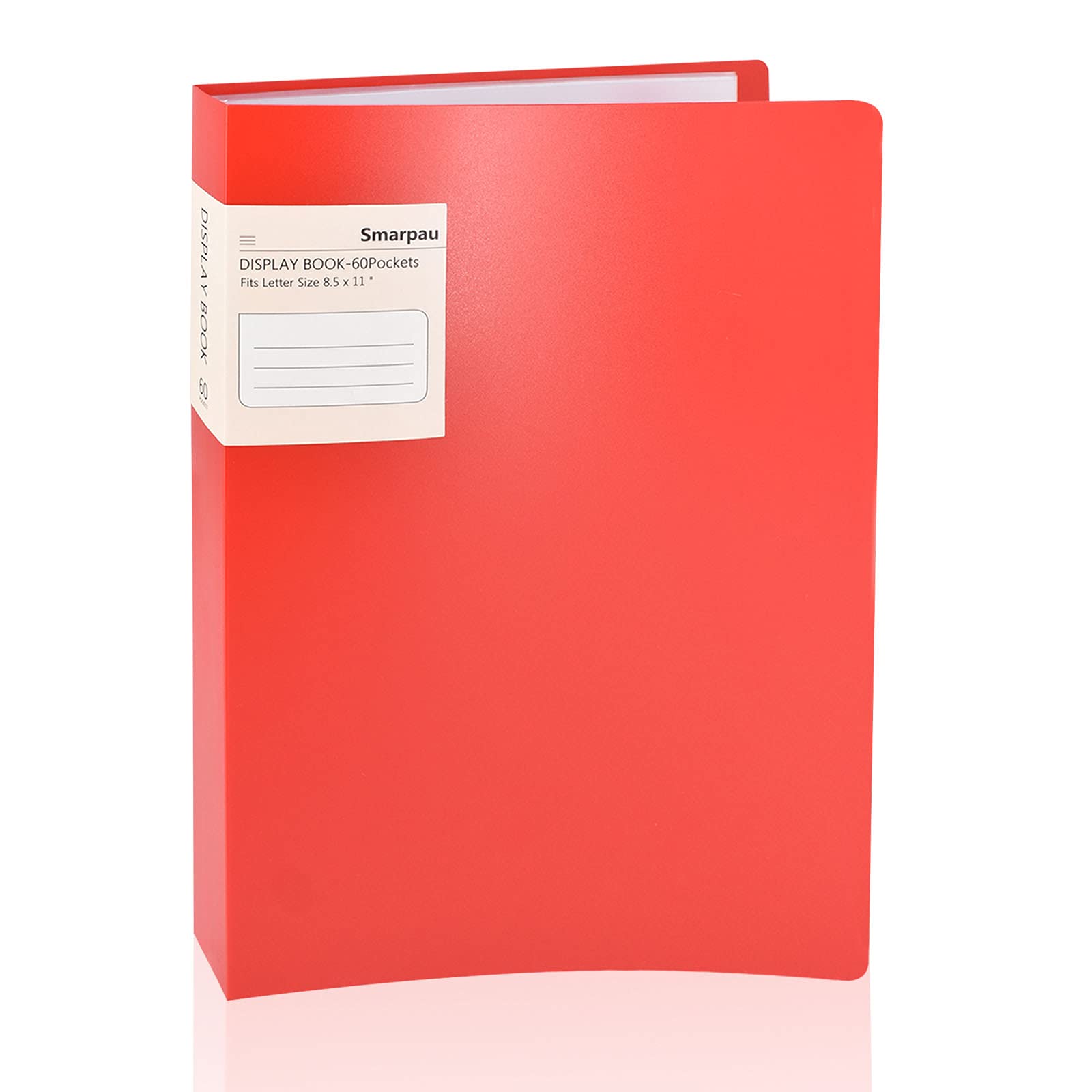 Smarpau A4 Display Folders with Plastic Sleeves, 60 Pockets Presentation Folder Project Folder Display Folder, Document Folders with Plastic Sleeves for School, Offices (Red)