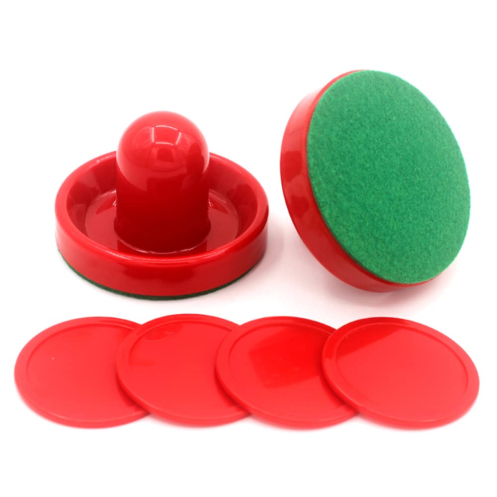 VOANZO 4PCS 96MM Table Hockey Set 4 Air Hockey Pushers with 4 Flannel 8 Pucks -Red