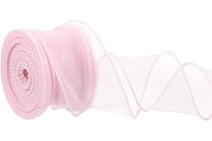 PATIKIL Wired Chiffon Ribbon 1-1/2 Inch x 10 Yard, Sheer Wired Organza Ribbon Fishtail Yarn Gift Ribbons for Crafts Gift Wrap