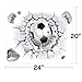 DNVEN 23 inches x 18 inches Soccer Break Out of The Wall PVC Removeable Wall Art Sticker Decal DIY Room Kid Mural Decor Letter Soccer Football