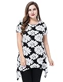 Chicwe Women's Short Sleeves Hanky Hem Plus Size Tunic Top White US12-28