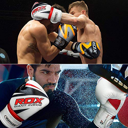 RDX Boxing Gloves Training Punching Bag Sparring Maya Hide Leather Muay Thai Mitts Kickboxing,Orange,16oz - Thumbnail 3