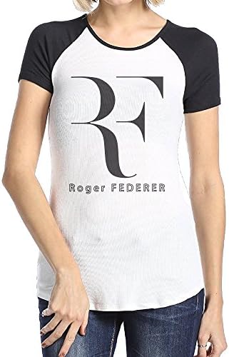Hane Sea Women's Roger Federer Short Sleeve Neck T-Shirt Contrast Color Black