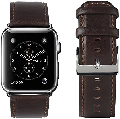 yearscase 42MM Retro Vintage Genuine Leather iWatch Strap Replacement Compatible Apple Watch Band Series 3 Series 2 Series 1 Nike+ Hermes&Edition - Deep Coffee