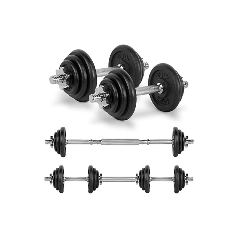 JLL 20kg Cast Iron Dumbbell Barbell Set 2021 4x 1 75kg And 4x 2 5kg