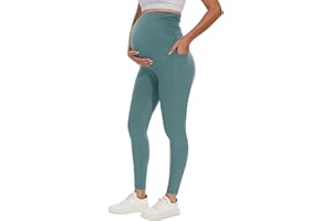 UBCUTE Women's Maternity Leggings Over The Belly-High Waisted Pregancy Yoga Pants Workout Active with Pockets