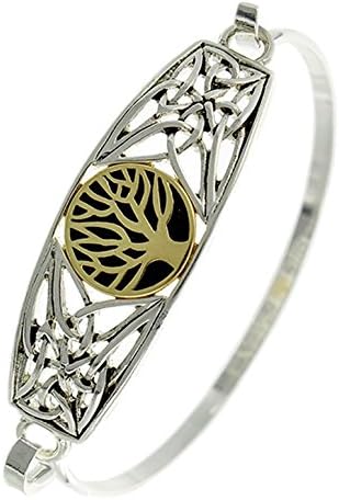 Lovely Celtic Tree of Life Two Tone Bangle Bracelet