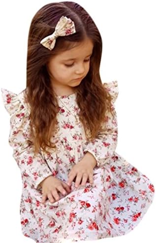 For 6~24 Months,UMFun Baby Kids Floral Ruffle Sleeve Dress Girl Winter Warm Clothes (24 Months)
