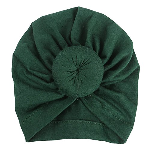 ISHOWDEAL 5PCS Baby Hat with Bow Baby Caps Cotton Hat Turban Headband for Newborn Toddler and Children Suitable for Baby 12-24 months,Black,purple,navy Blue,gray,dark Green, 7.7x0.79 in
