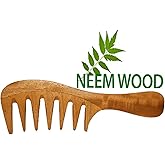 Rufiys Pure Neem Wooden Wide Tooth Comb, Neem Wood Hair Comb for Women & Men, Hair Growth, Detangling Comb Pack of 1