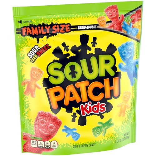 CHEWY & SOFT SOUR PATCH KIDS, ASSORTED FRUITS, FAMILY SIZE, 1.8 LB
