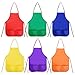 Blulu 12 Pieces Children's Apron Painting Aprons with Pockets for Kids Painting and Baking, 6 Colors
