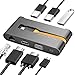 USB C HUB - 7-in-1 Type C Hub Adapter Docking Station w/Ethernet Port, 4K USB C to HDMI, VGA, 3 USB 3.0 Ports, 100W USB-C PD Fast Charge Portable for MacBook Pro, Switch & Meeting, Presentation, Game