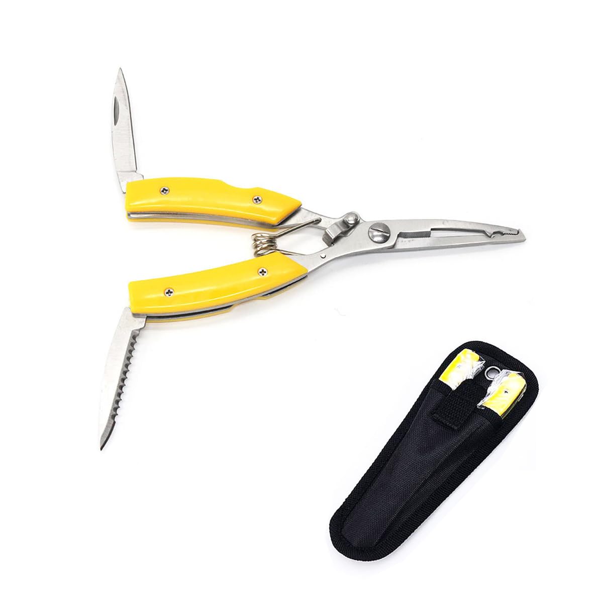 FOLANDO Fishing Pliers Scissors, Curved Forceps Multi Tools Braid Line Cutters Fishing Hook Remover Fishing Tools