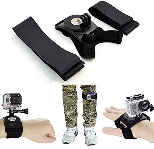 Cammyllc 3 in 1 360 Degree Rotating Band Wrist Camera Strap Hand Holder Mount with Arm/Wrist/Leg Straps Set for GoPro HERO4 Session /4 /3+ /3 /2 /1, Xiaomi Yi Sport Camera