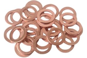 LUOQIUFA M14 Flat Washer Copper Sealing Ring, Inner Diameter 14mm, Outer Diameter 20mm, Thickness 1.5mm, Metric Sealing Washer, 30 Pieces