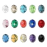 BEADNOVA 6mm Briolette Crystal Glass Beads Faceted Rondelle Crystal Beads for Jewelry Making Findings with Container Box Wholesale Mix Lots (750pcs)