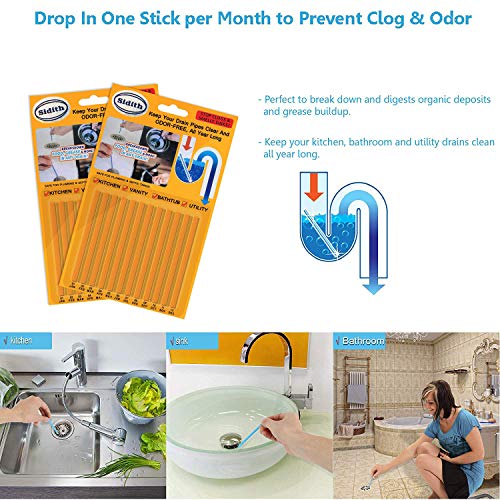 Sidith Drain Cleaner Sticks, Sink Deodorizer (24 Pack), Sink Freshener to Keep Odor Free As Seen