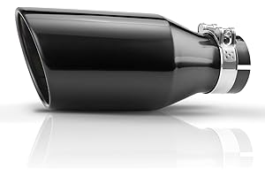 A-KARCK Black Exhaust Tips 3" Inlet, 3" Inlet 5" Outlet 12" Length Clamp on Universal Never Fading Muffler Tip