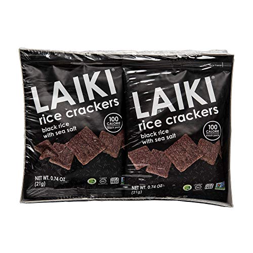 LAIKI Black Free Rice Crackers, Single Serve 100 Calorie Snack Packs, 0
