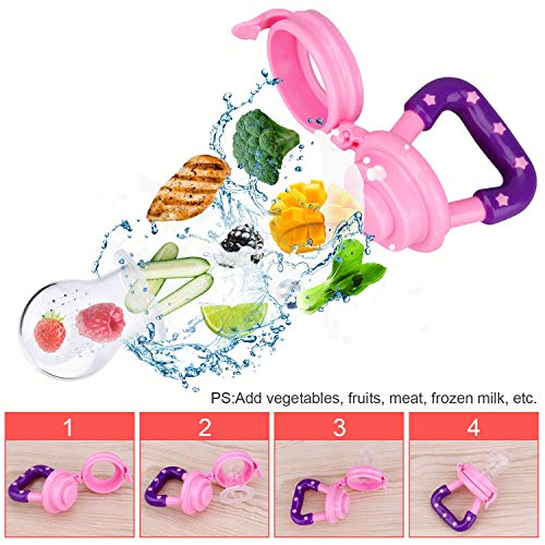 image for Mluchee Baby Fruit Food Feeder 3Pack Silicone Nipple Fresh Pouches Tee
