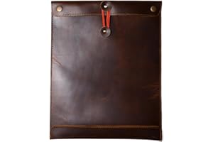 MILITARIA STUFFS Leather Mailing Envelope Document Holder, Leather Portfolio Binder,A4 Letter Size Filing Folder,Gummed Folder Case Vertical Protector, Office Padfolio, Handmade Desk Accessories (Bourbon Tan)