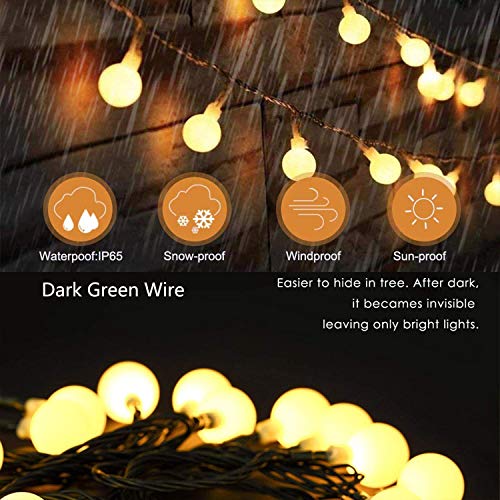 Lezonic Solar Lichterkette Außen 60 LED, 8M / 27FT LED Lichterketten, 8 Modi wasserdichte solarbetriebene Globuslichter… – Bild 4