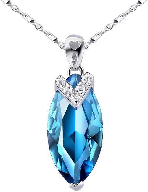Amazon.com: Sterling Silver With Synthetic Blue Topaz Pendant Necklace