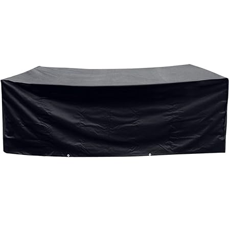 Anpro Möbel Schutzhülle 200x160x70cm Polyester Möbel Abdeckhaube mit 2 Polyesterseile für Gartenmöbel Tisch Stühle, Schwarz, 
