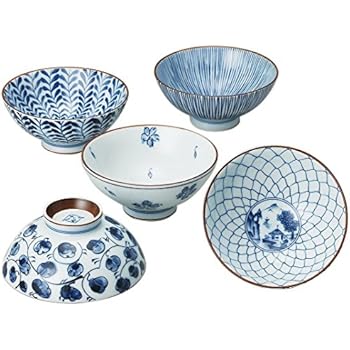 Saikai Touki Saikai Pottery Traiditional Japanese Rice Bowls (5 Bowls Set) 31623 from Japan