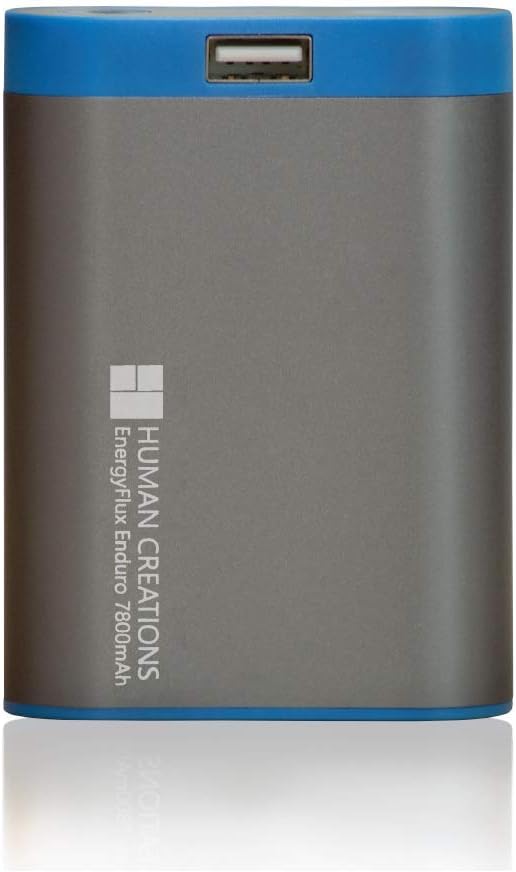 Human Creations EnergyFlux Enduro 7800mAh - Rechargeable double-sided hand warmer, USB external back up battery pack charger, 55lm LED Flashlight