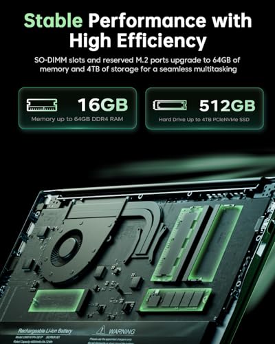 Tivique 2026 Laptop 15.6 Inch, Laptop Gamer with Ryzen 7 5700U (up to 4.3GHz) 8C/16T, 16GB RAM DDR4*2 + 512GB SSD M.2, 1080 FHD, BT5.2, USB3.2, Type-C, HDMI, Fast 65W, WiFi 6