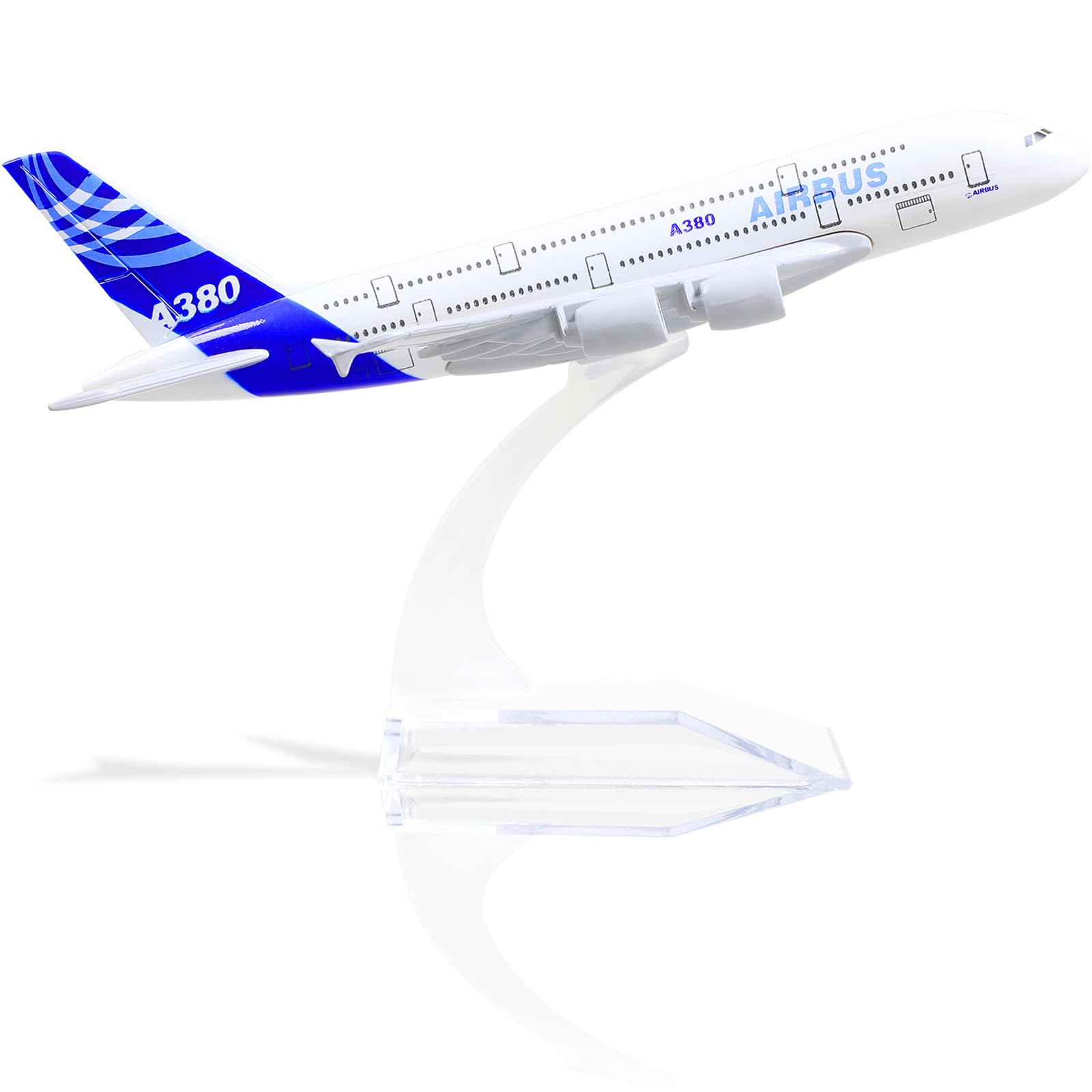 QIYUMOKE A380 Prototype 1/400 Die-cast Metal Airplane Model -A380 Sky Jumbo Airbusa380 Model Plane with Stand (6 inches Long) for Aviation Enthusiast Gift or Display Decorations