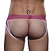 ANUN Men's Mesh Jockstrap Supporter G-Thong (Large, Roseo)