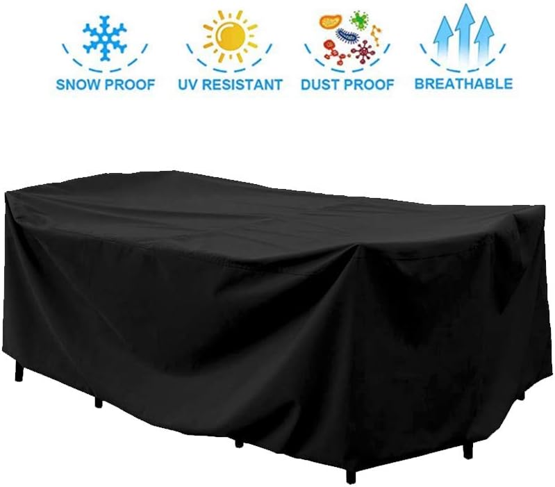 AGLZWY Patio Furniture Cover Tarpaulin Cube Barbecue Protector Waterproof Adjustable Hem Line Oxford Cloth with Drawstring Outdoor Bench, 33 Sizes (Color : Black, Size : 242×162×100cm)