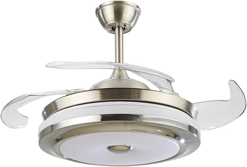 FINE MAKER 36 Inch Ceiling Fan Light and Remote Control, Modern 4 Blades Indoor Invisible Ceiling Fan with 3-color LED Chandelier Fan Light for Dining/Living Room Bedroom (36 inch)