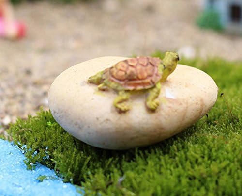 KELER Fairy Garden Turtle Ornaments Turtle on the Stone for Bonsai Landscape Decor