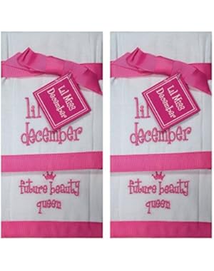 Lil Miss December Future Beauty Queen Baby Burp Bib Cloth Cotton Towel - 2 Sets of 2